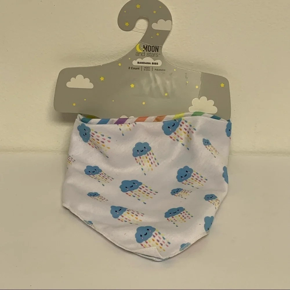 NEW |MOON AND STARS| INFANT/BABY BANDANA BIBS 0-24 MONTHS (Lot of 4 Bibs)